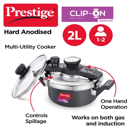 Prestige Clip On Mini Savchh Hard Anodised 2 Ltr Pressure Cooker - 20239