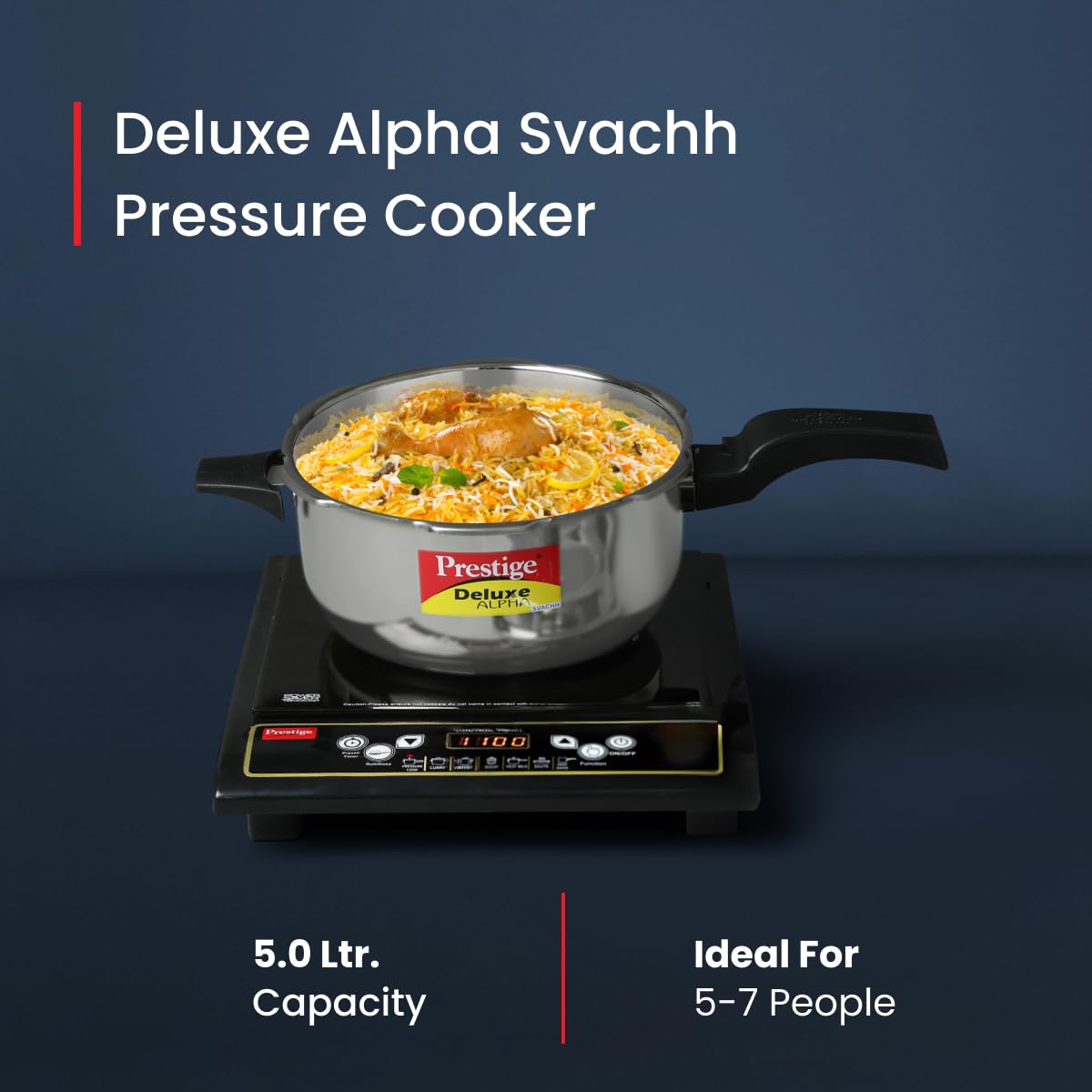 Prestige 5L Deluxe Alpha Svachh Stainless Steel Deep Pressure Pan - 20255