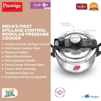 Prestige Clip On Mini Savchh Stainless Steel 3L Handi Pressure Cooker- 20236