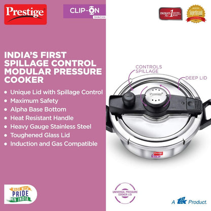 Prestige Clip On Savchh Stainless Steel 3 Litre Pressure Cooker - 20229