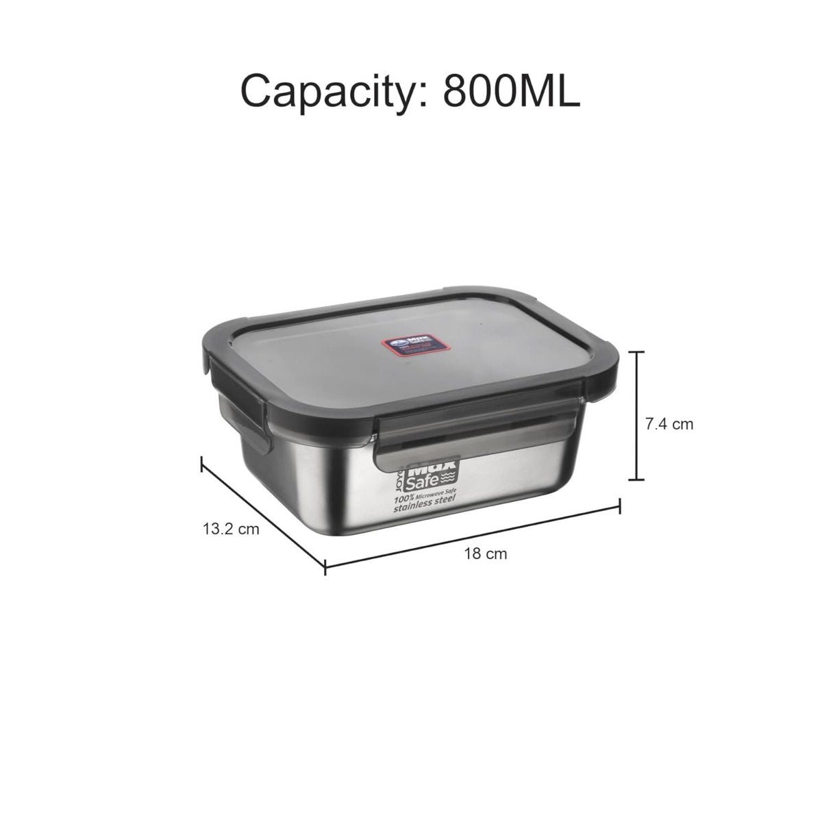 Joyo MaxSafe - India's First 100% Microwave Safe Stainless Steel Leakproof Food Storage Container - 800ML, Rectangle - 2503