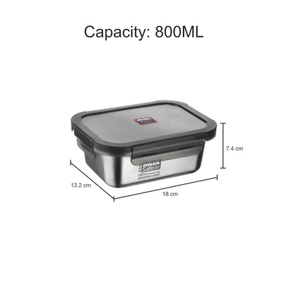 Joyo MaxSafe - India's First 100% Microwave Safe Stainless Steel Leakproof Food Storage Container - 800ML, Rectangle - 2503