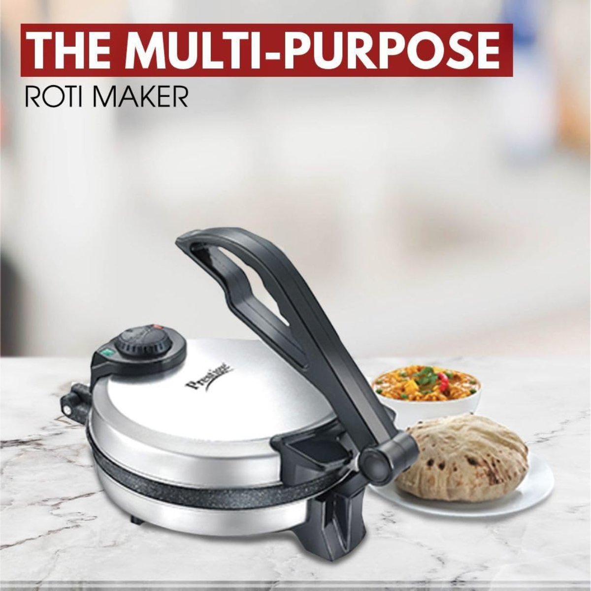 Prestige Electric Multi-Purpose Roti / Chapati Maker PRM 5.0 900-Watt (Silver)