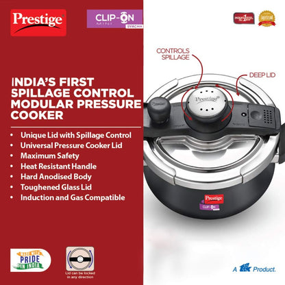 Prestige Clip On Mini Savchh Hard Anodised 3L Handi Pressure Cooker - 20238