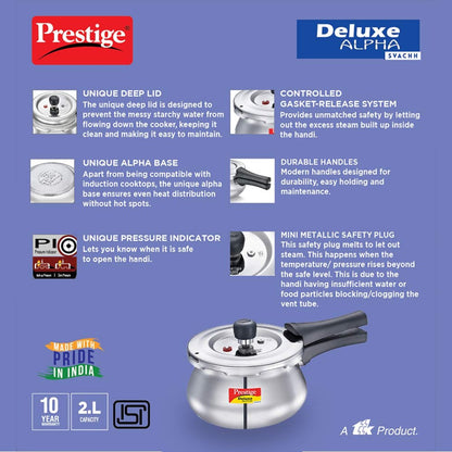 Prestige Deluxe Alpha Svachh Stainless Steel 2L Handi Pressure Cooker- 20266