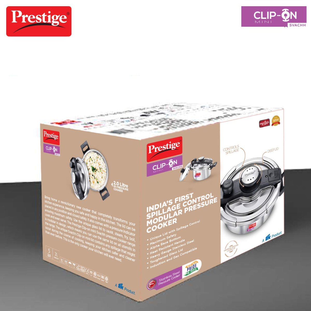 Prestige Clip On Mini Savchh Stainless Steel 3 Liter Pressure Cooker - 20231