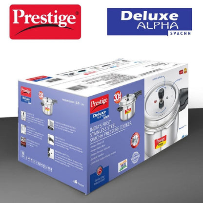 Prestige Deluxe Alpha Svachh Stainless Steel 5.5L Pressure Cooker - 20251