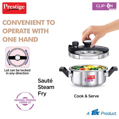 Prestige Clip On Mini Savchh Stainless Steel 3 Liter Pressure Cooker - 20231