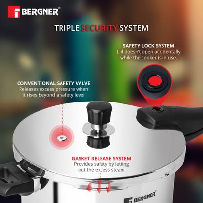 Bergner Argent Triply UnPressure Cooker Security System