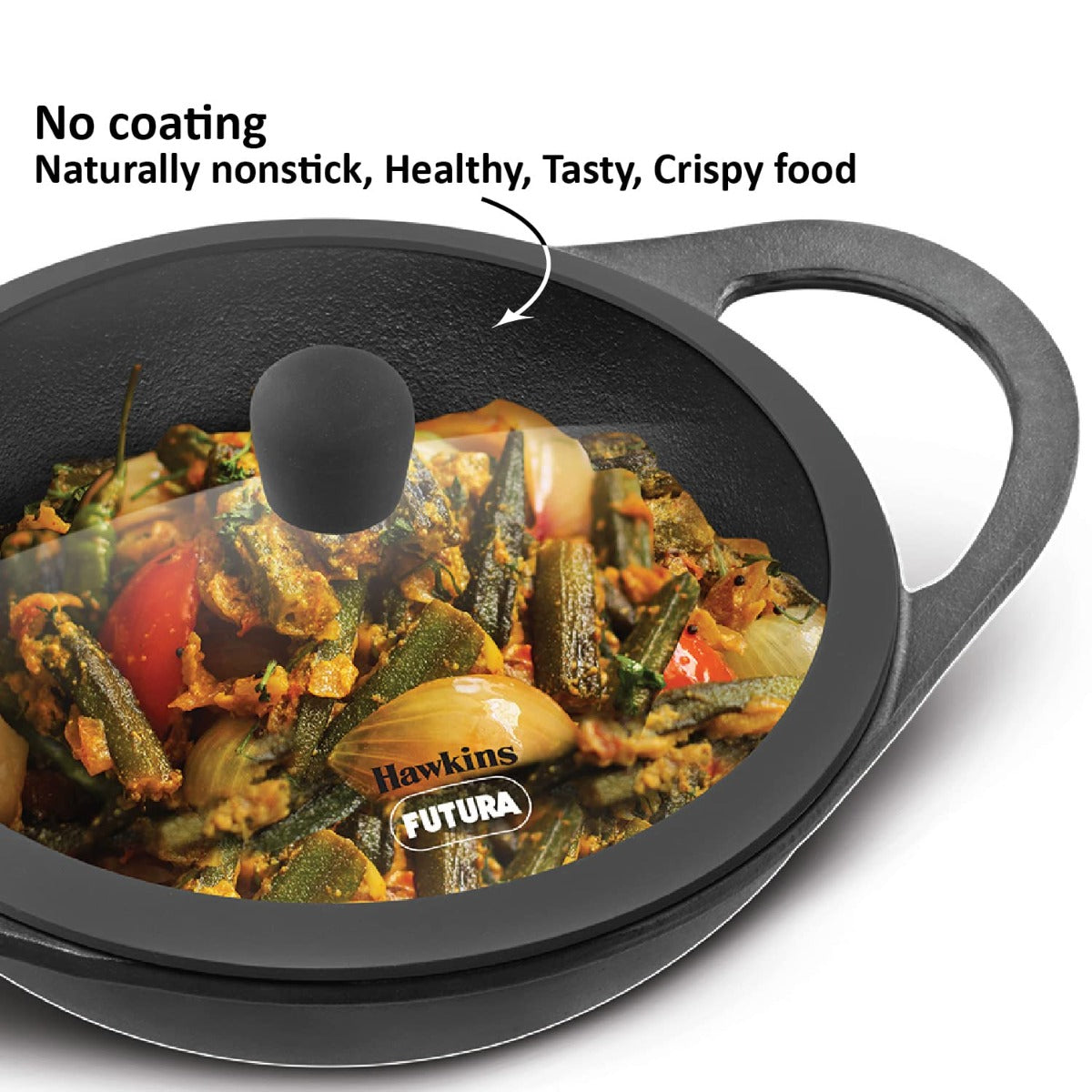 Futura Cast Iron Kadhai 2 Litre with Glass Lid (CIK20G)