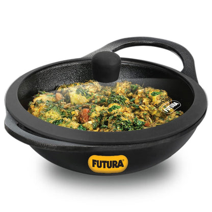 Futura Cast Iron Kadhai 2 Litre with Glass Lid (CIK20G)