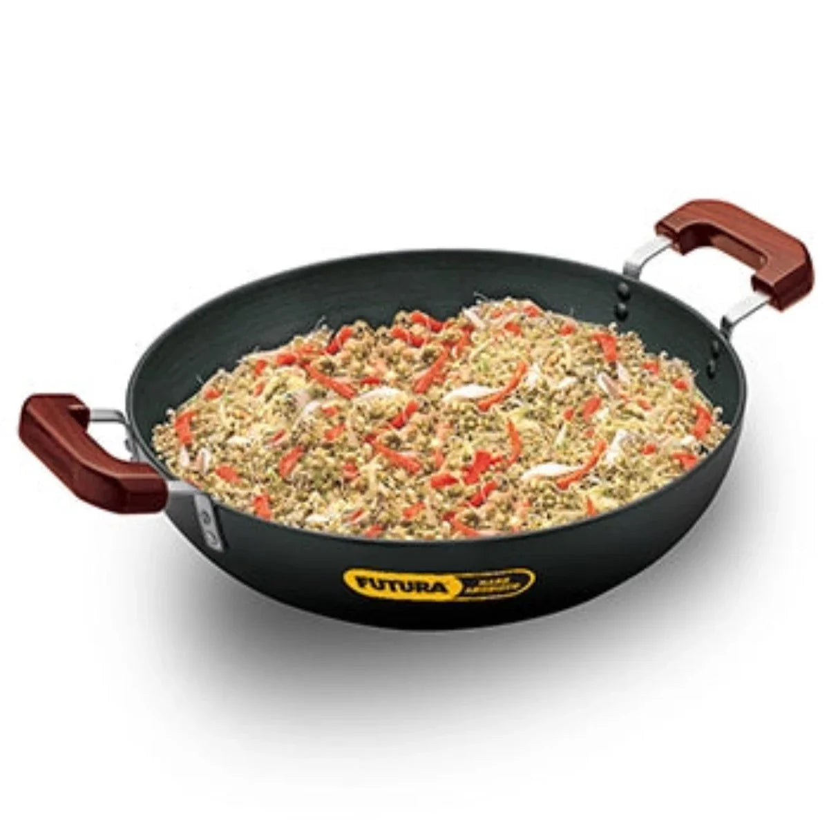 Futura Hard Anodised Deep Wok Pan Flat Bottom by Hawkins AD75