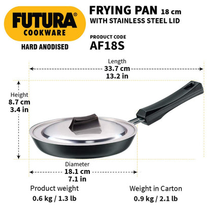 Futura Hard Anodised Frying Pan With Stainless Steel Lid by Hawkins AF17S