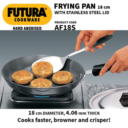 Futura Hard Anodised Frying Pan With Stainless Steel Lid by Hawkins AF17S