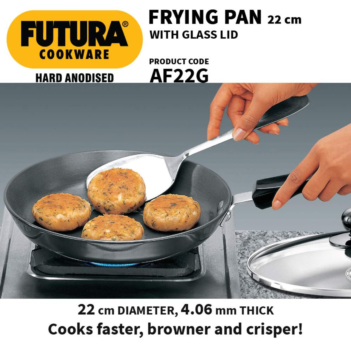 Futura Hard Anodised Frying Pan 20 cm With Glass Lid By Hawkins