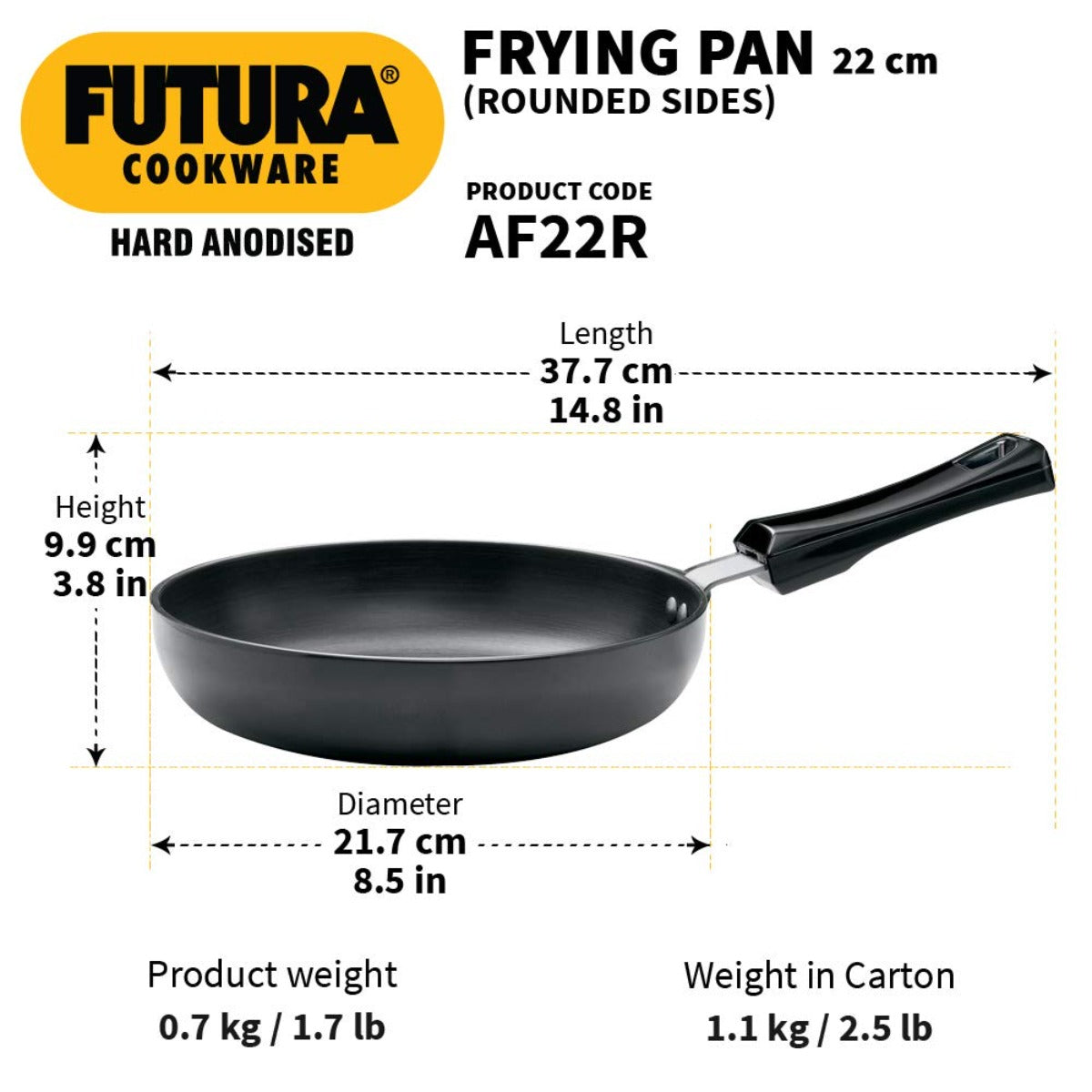 Futura Hard Anodised Round Frying Pan 20 cm by Hawkins AF20R