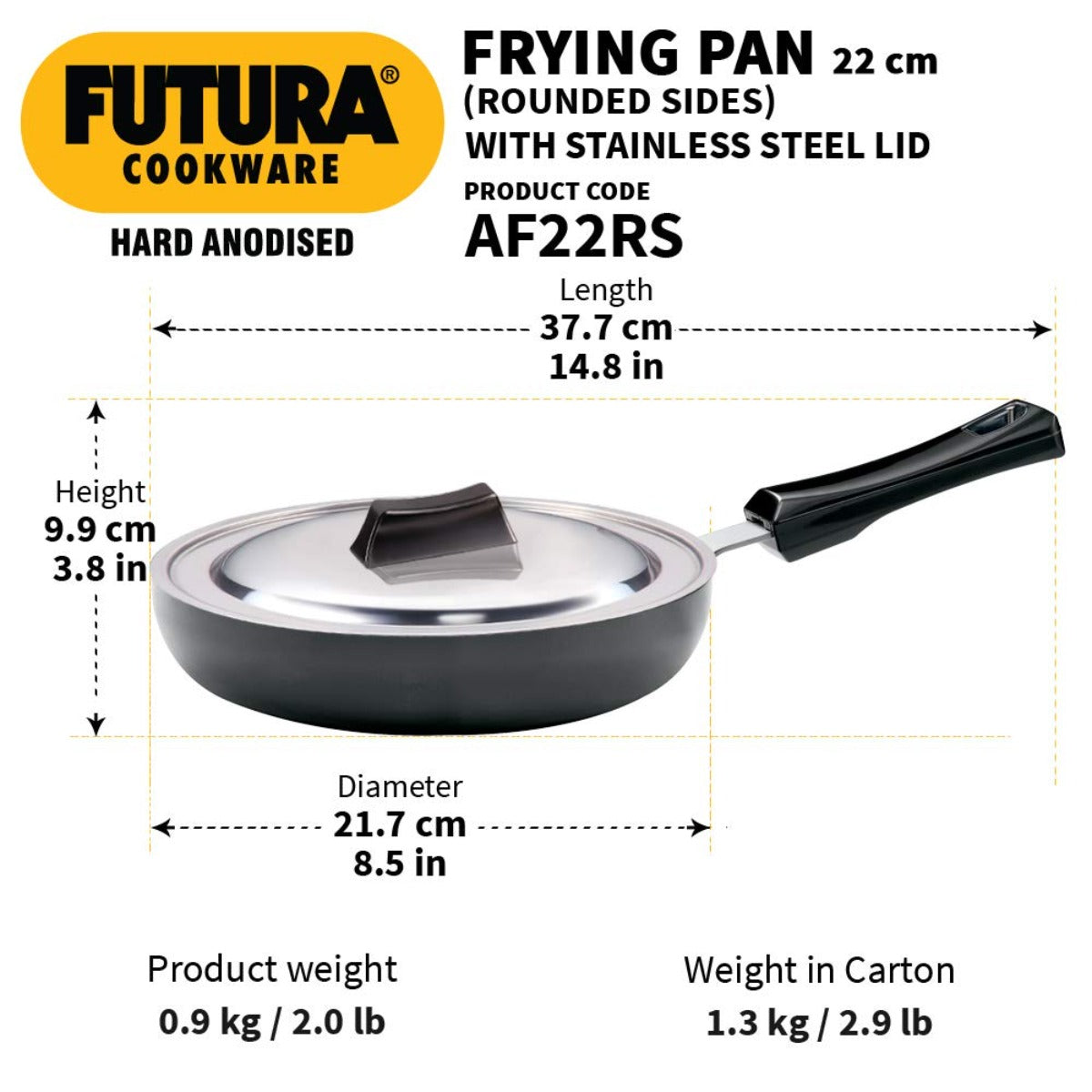 Futura Hard Anodised Round Frying Pan 20 cm by Hawkins AF20RS