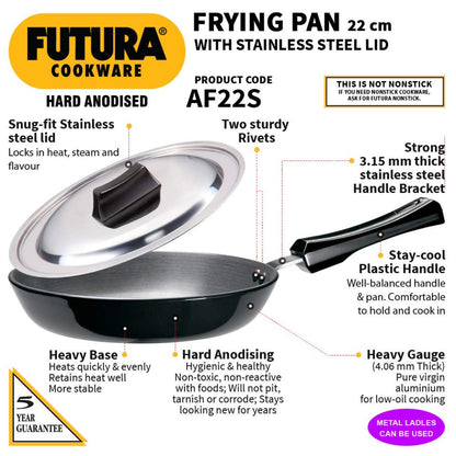 Futura Hard Anodised Frying Pan With Stainless Steel Lid by Hawkins AF20S