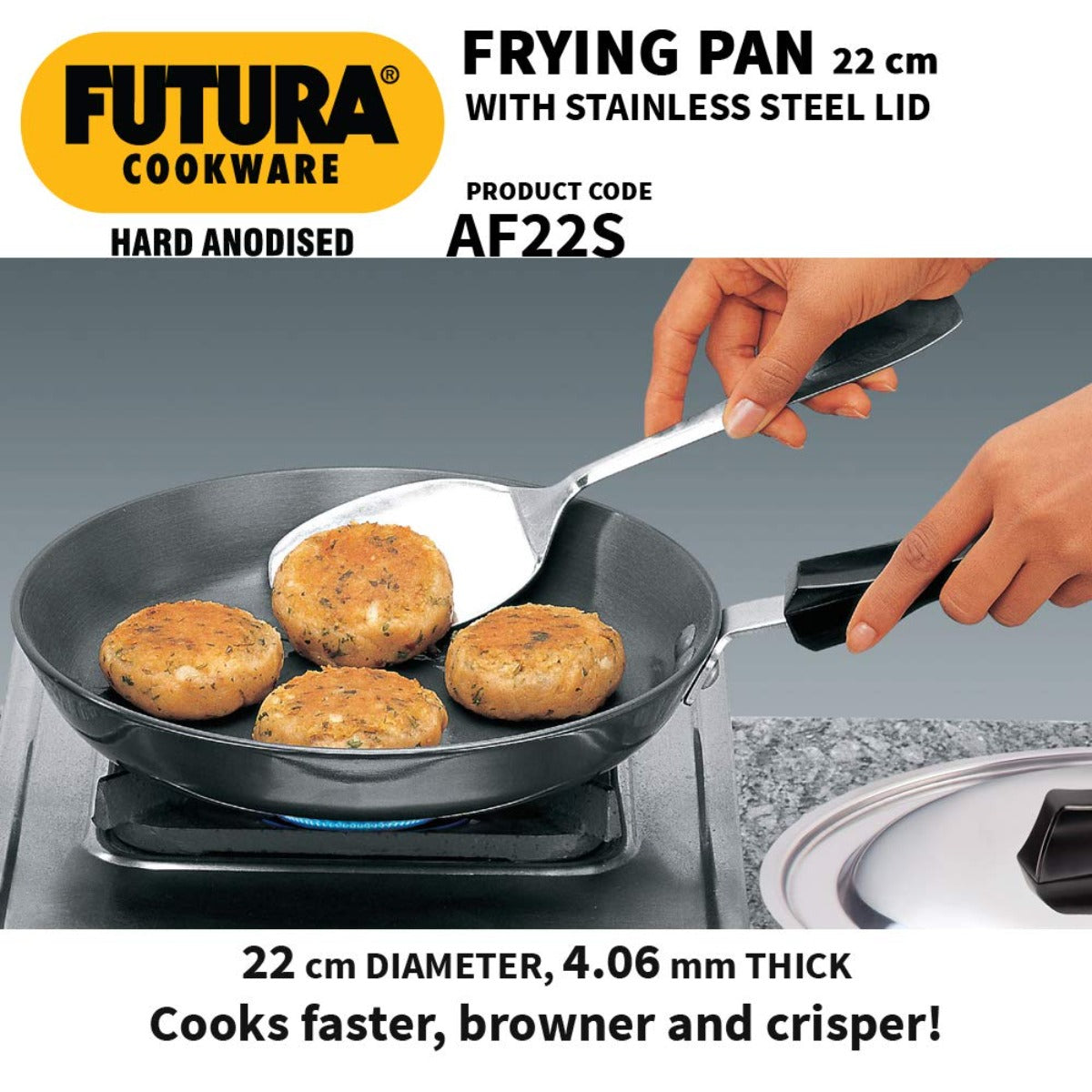 Futura Hard Anodised Frying Pan With Stainless Steel Lid by Hawkins AF20S