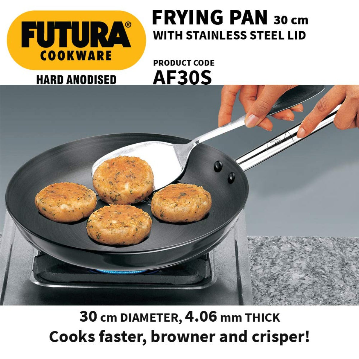 Futura Hard Anodised Frying Pan With Stainless Steel Lid by Hawkins AF29S