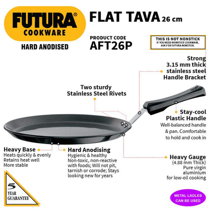 Futura Hard Anodised Flat Tava/Tawa by Hawkins AFT26P