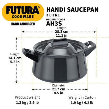 Futura Hard Anodised Handi Saucepan by Hawkins AH3S