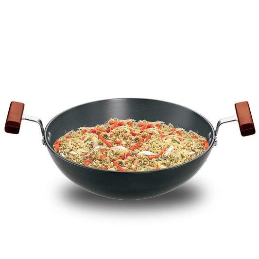 Futura Hard Anodised Deep Fry Wok Pan (Round Bottom) by Hawkins AK15