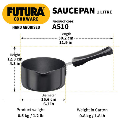 Futura Hard Anodised Ezee-pour Saucepan AS10 By Hawkins