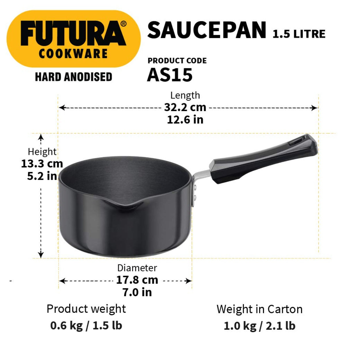 Futura Hard Anodised Ezee-pour Saucepan AS15 By Hawkins