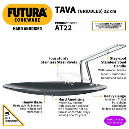 Futura Hard Anodised Tava/Tawa (Griddles) by Hawkins AT22