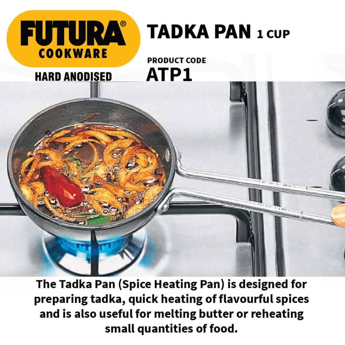 Futura Hard Anodised 1 Cup Tadka Pan/Spice Heating Pan By Hawkins ATP1