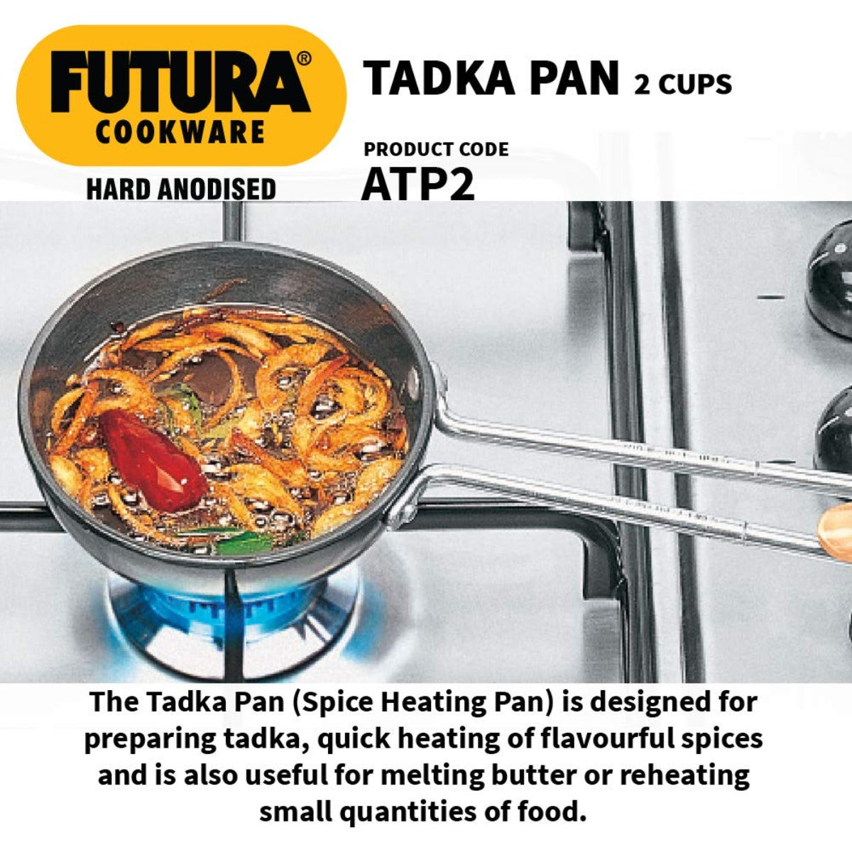 Futura Hard Anodised 2 Cup Tadka Pan/Spice Heating Pan By Hawkins ATP2