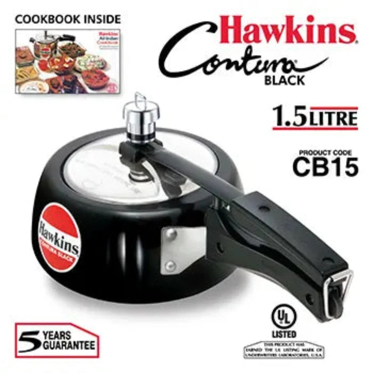 Hawkins Contura Black Hard Anodised Pressure Cooker