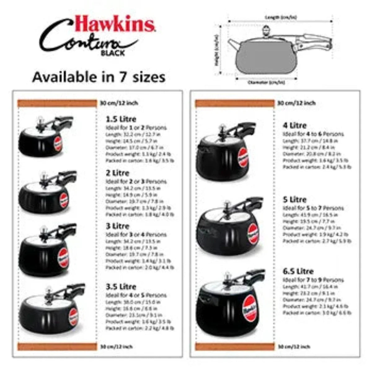 Hawkins Contura Black Hard Anodised Pressure Cooker