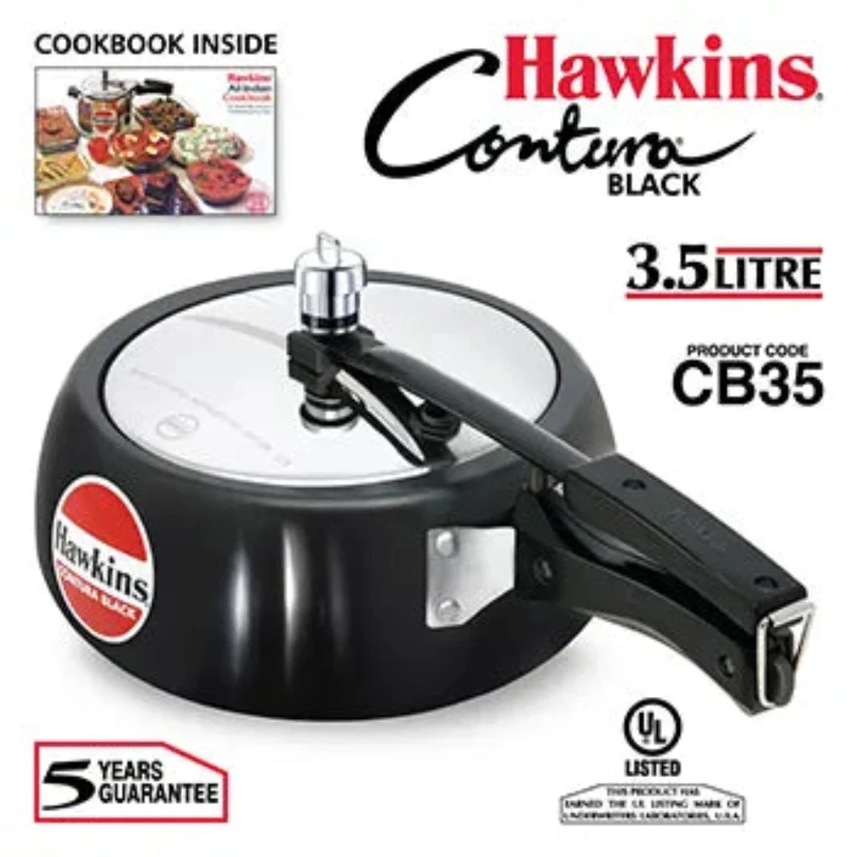 Hawkins Contura Black Hard Anodised Pressure Cooker