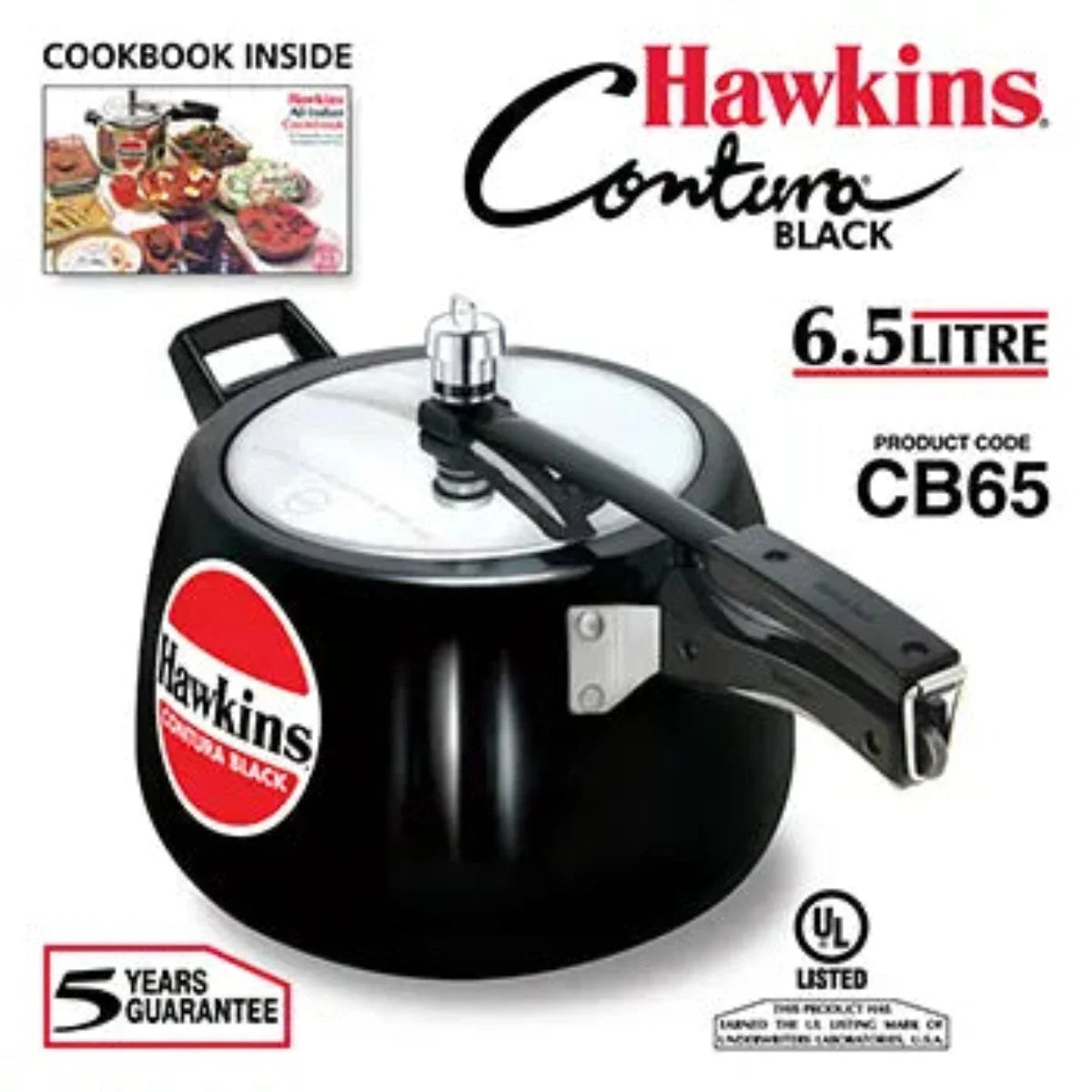 Hawkins Contura Black Hard Anodised Pressure Cooker