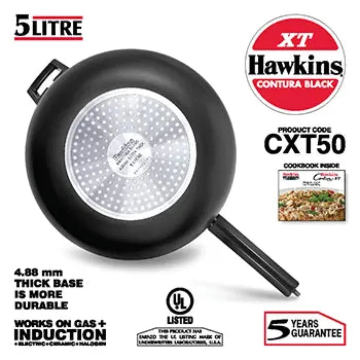 Hawkins Contura Black XT Hard Anodised Pressure Cooker | Induction Compatible