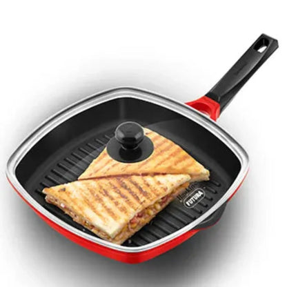 Hawkins Die Cast Nonstick Grill Pan | Red & Black