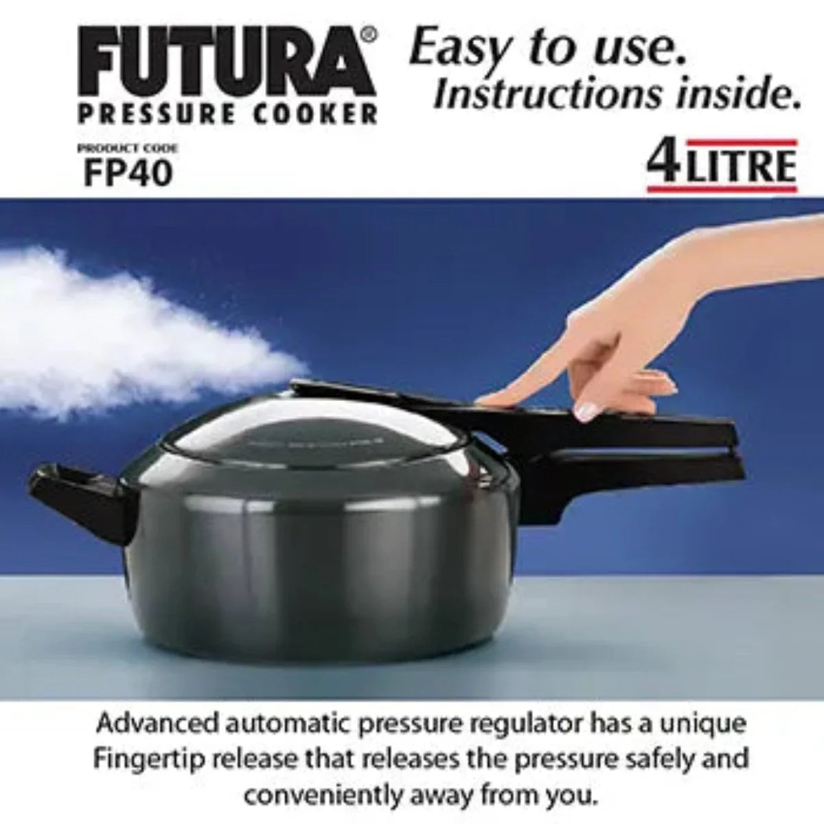 Futura 4 Ltr Hard Anodised Pressure Cooker FP40 By Hawkins