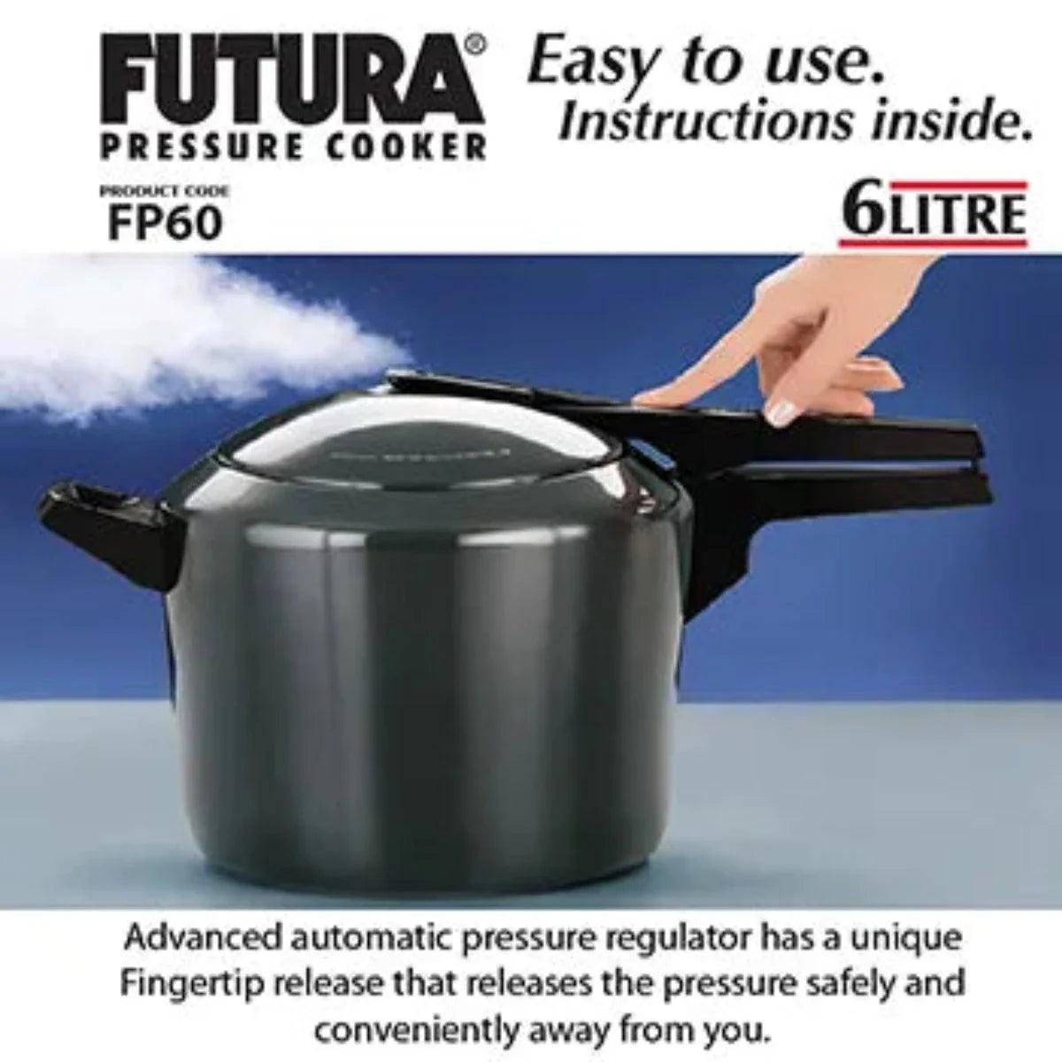 Futura 6 Ltr Hard Anodised Pressure Cooker FP60 By Hawkins