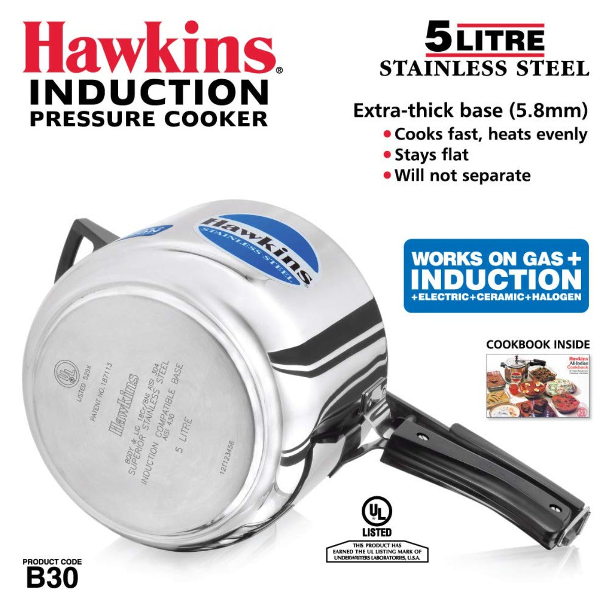 Hawkins Stainless Steel Pressure Cooker | Induction Compatible