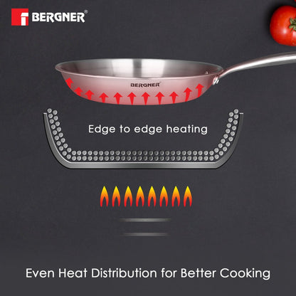 Bergner Argent Triply Stainless Steel Frypan