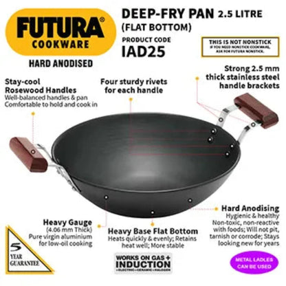 Futura Hard Anodised Deep-Fry Pan Wok Induction Friendly by Hawkins IAD25