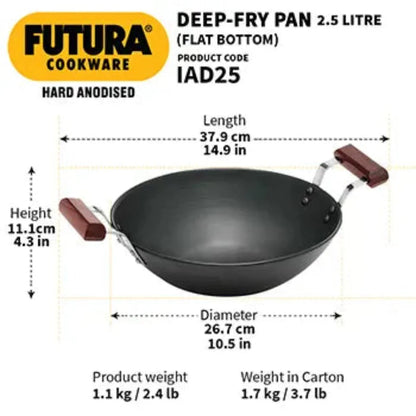 Futura Hard Anodised Deep-Fry Pan Wok Induction Friendly by Hawkins IAD25