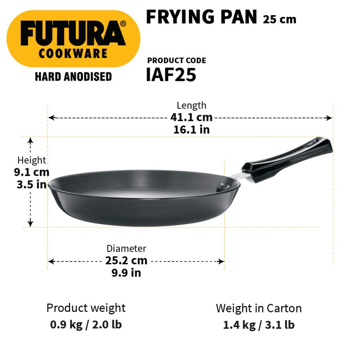 Futura Hard Anodised 24 cm Induction Friendly Frying Pan By Hawkins IAF24