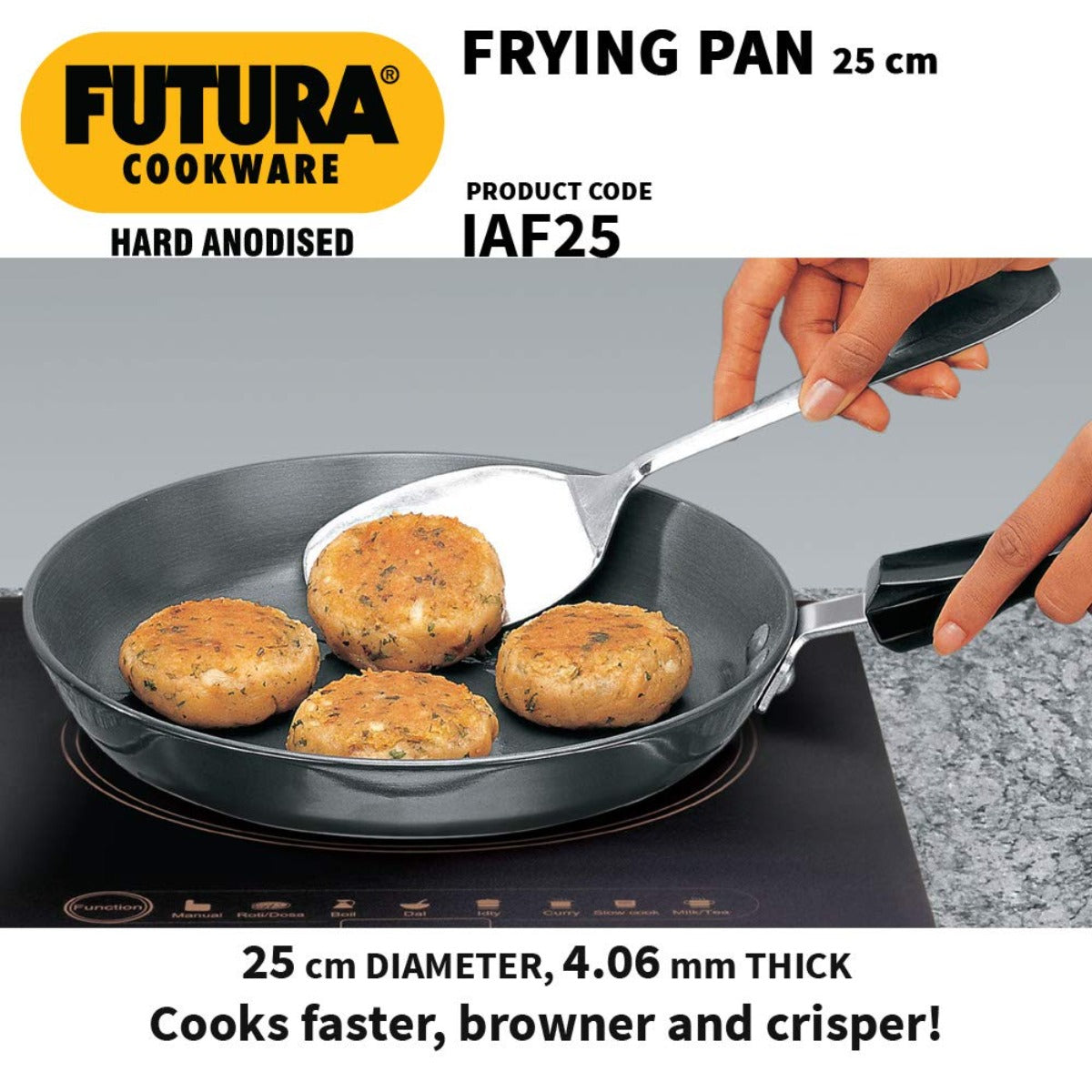 Futura Hard Anodised 24 cm Induction Friendly Frying Pan By Hawkins IAF24S