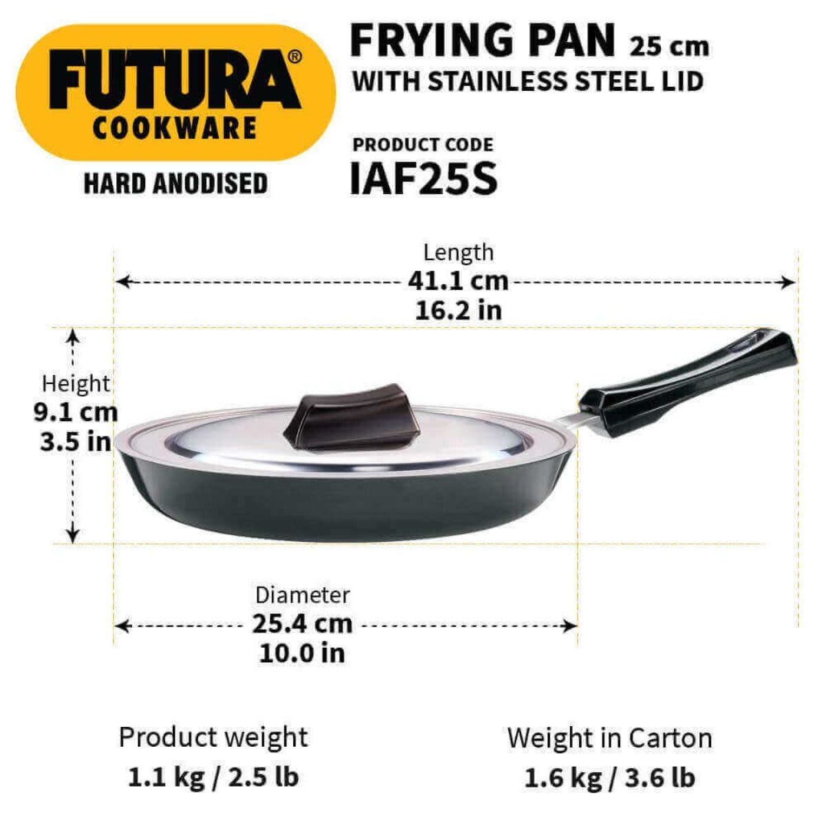 Futura Hard Anodised 24 cm Induction Friendly Frying Pan By Hawkins IAF24S