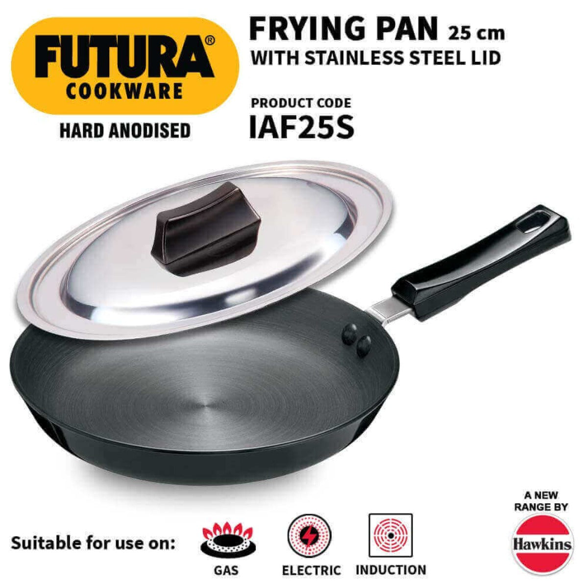 Futura Hard Anodised 24 cm Induction Friendly Frying Pan By Hawkins IAF24S