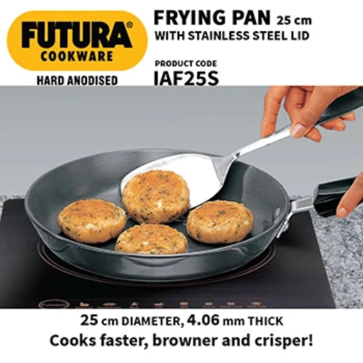 Futura Hard Anodised 24 cm Induction Friendly Frying Pan By Hawkins IAF24S