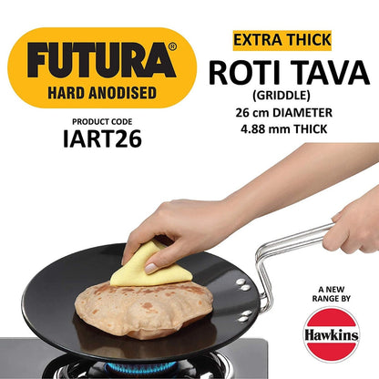 Futura Hard Anodised Roti Tava 26cm 4.88 mm Induction Base By Hawkins IART26